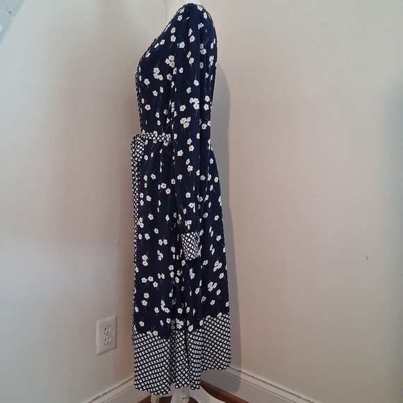Boden Eva Navy Blue and White Maxi Print Dress Size 16R - Picture 6 of 15